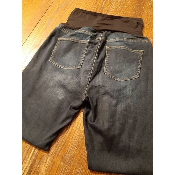 XL Maternity C Pink Over Bump Denim Blue Jean Casual Pants Jeggings Distressed - Picture 3 of 4